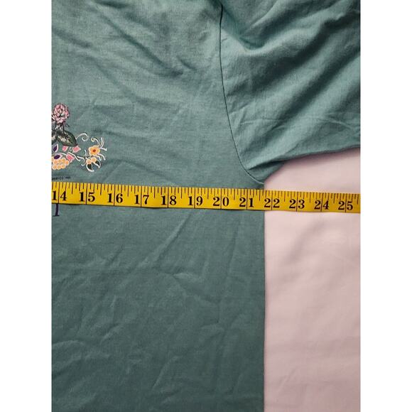 Vintage Cincinnati Shirt Floral Flower Graphic Green Jerzees Tee 90s VTG Large - Picture 5 of 6